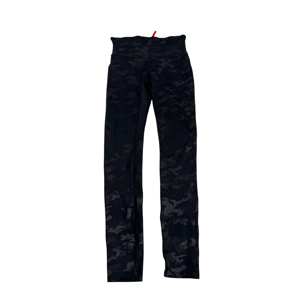 Spanx Faux Leather‎ Camo Leggings Black Gray Camouflage High Rise Size M